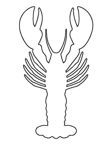 Lobster pattern. Use the printable outline for crafts, creating stencils, scrapbooking, and more. Free PDF template to download and print at http://patternuniverse.com/download/lobster-pattern/ Lobster Outline, Lobster Craft, Lobster Crafts, Crafts Pillow, Lobster Party, Printable Outline, Lobster Art, Animal Templates, Animal Patterns