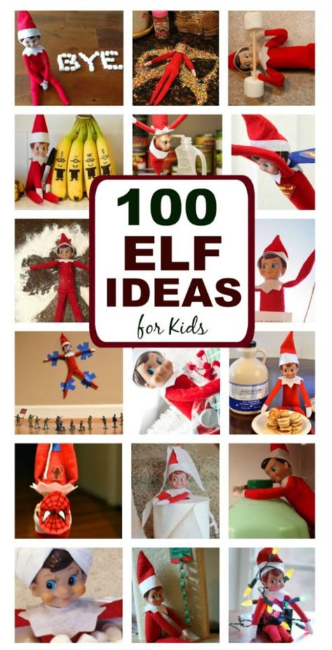 Do you need ideas for your elf this year? Here are over one hundred fun and creative elf-on-the-shelf ideas for you to surprise the kids with this Christmas. #elfontheshelf #elfontheshelfideas #elfontheshelfideasfortoddlers #elf #elfontheshelfideasforkids #elfontheshelfideasfunny #elfideas #christmasactivitiesforkids #growingajeweledrose #activitiesforkids #funthingstodowiththeelfontheshelf! Elf On The Shelf Ideas One Elf, Elf On The Shelf Ideas Crafts, Elfon Shelf Ideas, Elfie Ideas For Kids, Elf On The Shelf Send Off Ideas, Elf On The Shelf Two Elves Funny, Elf On The Self Easy Ideas, Christmas Elf Craft, Elf On The Shelf Ideas Kids