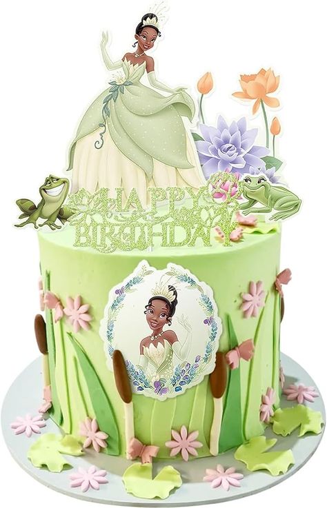 Tiana Cake Ideas, Princess And The Frog Cake Ideas, Tiana Birthday Cake, Princess And The Frog Cake, Tiana Cake, Art Party Cakes, Princess Tiana Birthday Party, Tiana Birthday Party, Princess Birthday Decorations