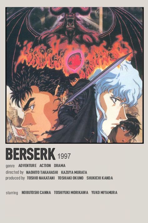 Berserk 90s Anime, 90s Anime Shows, Berserk Anime Poster, 90 S Anime, Berserk Minimalist Poster, Berserk Poster Manga, 90s Anime Recommendations, Berserk Title, Anime Show Posters