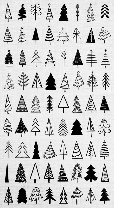 Christmas Tree Drawing, Black And White Christmas, Hand Drawn Christmas, Christmas Illustrations, Christmas Doodles, Christmas Card Art, Easy Doodle Art, Doodle Art Designs, Tree Drawing