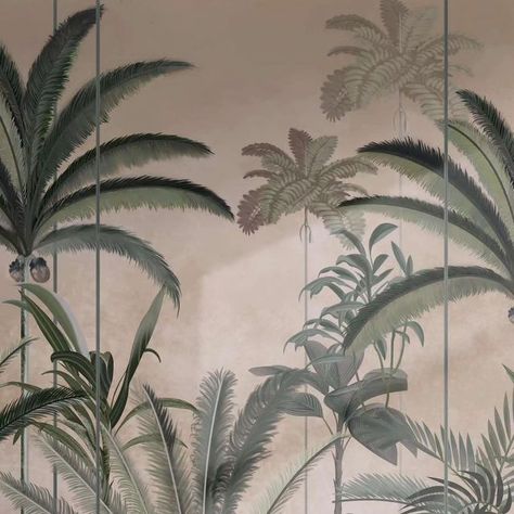 Tetsip Media (Bespoke Wallpapers) on Instagram: "Bespoke Wallpapers By Tetsip Media  Palm Haven Wallpaper  The "Palm Haven" mural wallpaper transforms any room into a lush tropical paradise. Spanning an entire wall, this stunning mural immerses you in a serene oasis of swaying palm trees, gently rustling in the breeze against a backdrop of a golden sunset or a clear blue sky. The mural's large-scale design captures the grandeur and tranquility of a tropical landscape, making it perfect for creating a bold statement in any space, from living rooms to offices and beyond. Printed with high-definition imagery, the "Palm Haven" mural wallpaper brings the beauty of nature indoors, offering a captivating escape from the everyday hustle and bustle.  #wallpaper #tropicalwallpaper #interiordesign #a Tropical Landscape, Golden Sunset, Wallpaper Accent, Wallpaper Accent Wall, Tropical Wallpaper, Clear Blue Sky, Scale Design, Tropical Landscaping, Nature Indoors