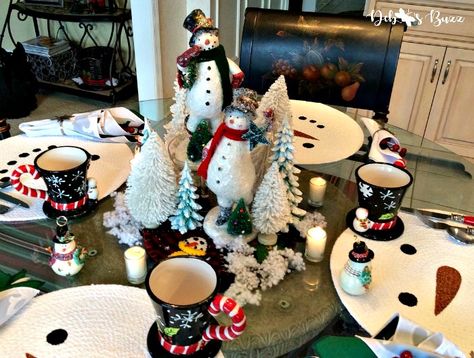 5 Snowman Centerpieces Decorate Winter Table Snowman Table Decorations Centerpieces, Snowman Table Decorations, Snowman Centerpieces, Decorating With Snowmen, Christmas Tea Party, Snowman Party, Winter Tablescapes, Dining Room Centerpiece, Christmas Vignettes