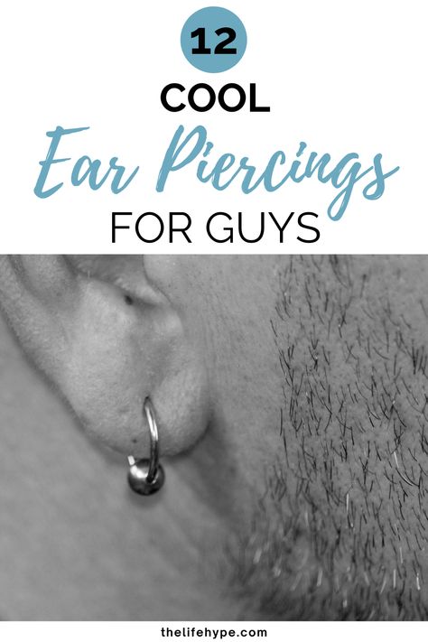 Ear piercings for men are more of a modern fashion trend or craze, just like tattoos. In this post, we'll mention the best types of ear piercings for guys. Piercings For Men Ears, Men’s Ear Piercing Cartilage, Men’s Ear Piercing Ideas, Men With Pierced Ears, Male Ear Piercing Men, Men Piercings Ears, Men’s Ear Piercing Stack, Men Piercing Ears, Men Ear Piercing Ideas