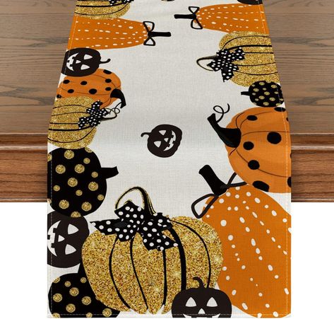 Artoid Mode Halloween Jack-O-Lantern Pumpkin Table Runner, Holiday Kitchen Dining Table Decoration for Indoor Outdoor Home Party Decor 13 x 72 Inch Décoration Table Halloween, Pumpkin Table Runner, Table Halloween, Halloween Table Runners, Tafel Decor, Halloween Table Decorations, Jack O'lantern, Table Flag, Halloween Jack O Lanterns