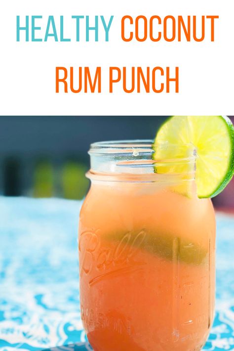 This rum punch is so good! And it's hydrating and healthy. It's the only one I'll drink. Low Calorie Rum Drinks, Coconut Rum Punch, Healthy Regime, Low Sugar Alcohol, Coconut Rum Punches, Low Calorie Alcoholic Drinks, Vegan Beverages, Malibu Rum Drinks, Coconut Rum Drinks