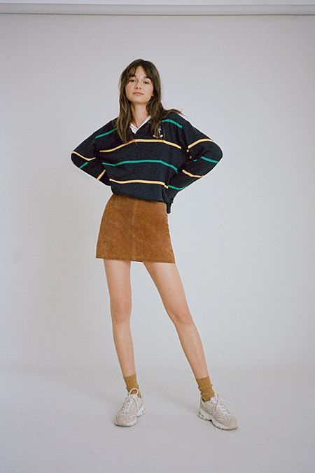 Urban Outfitters Cansa Brown Suede Skirt Brown Suede Skirt, Suede Skirt, Exposed Zipper, Urban Outfitters Women, Soft Suede, Brown Suede, Cheer Skirts, Checks, Fitness Models