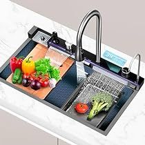 Waterfall Kitchen, Kitchen Sink Stainless Steel, How To Wash Vegetables, Pull Out Faucet, Clean Sink, Bar Sink, Smart Kitchen, Undermount Kitchen Sinks, Stainless Steel Kitchen Sink