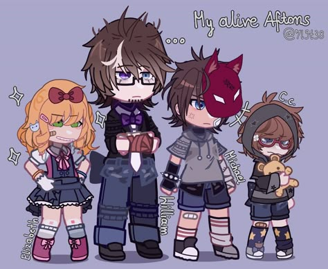 Afton Family Designs Gacha Club, Gacha Life Aesthetic Outfits, Gacha Afton, Afton Family Gacha Club, Afton Family Gacha, Fnaf Oc Ideas, Gacha Club Fnaf, Gacha Club Designs, Gacha Club Design