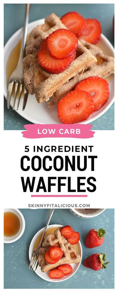 Whole30 Coconut Flour Waffles! #sugarfree #coconutflour #waffle #Whole30 #Paleo #glutenfree #lowcalorie #breakfast #skinnyfitalicious #lowcalorie Coconut Waffles, Coconut Flour Waffles, Low Carb Waffles, Coconut Flour Recipes, Keto Brownies, Protein Breakfast Recipes, Keto Cheesecake, Food Ingredients, Vegetable Drinks