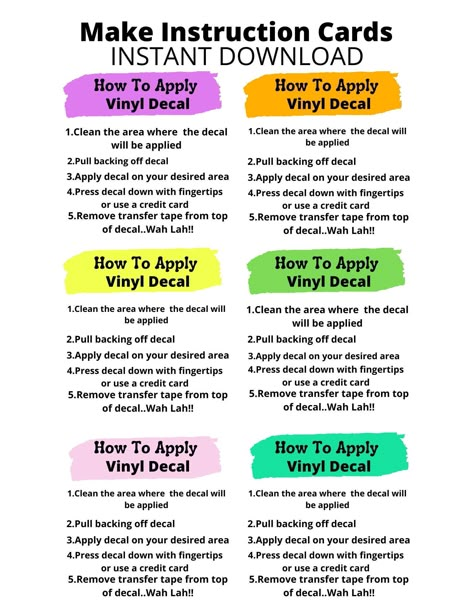 Apply Decals Instructions Multi Color, Small Business How To Apply Decals,How To Apply Decal Instructions.Instuctions To Apply Decals How To Apply Vinyl Decals Instructions, Vinyl Decal Instructions For Customers, Car Decal Size Chart Cricut, Car Decal Size Chart, Decal Instructions For Customers, Vinyl Pricing Chart For Decals, How To Print And Cut On Cricut, Vinyl Decal Size Chart, Window Decorating