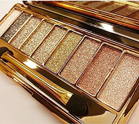 Amazon.com : Zinnor 9 Colors Shimmer Eyeshadow-Eye Shadow Palette & Makeup Brush & Mirror Set-Women Cosmetic Diamond Bright Colorful Makeup Glitter Waterproof Eye Shadow Palette Set Eyeshadow Powder : Beauty & Personal Care Gold Glitter Eyeshadow, Sparkle Eyeshadow, Gold Eyeshadow Palette, Shimmer Eyeshadow Palette, Gold Eye Makeup, Shimmer Makeup, Makeup Glitter, Bright Makeup, Glitter Eyeshadow Palette