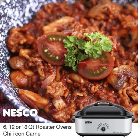 Nesco Roaster Oven, Roaster Oven Recipes, Roaster Recipes, How To Cook Chili, Electric Roaster, Favorite Chili Recipe, Cooking For A Crowd, Crock Pot Cooking, Chili Recipe