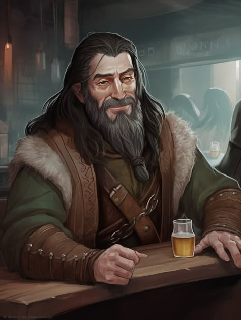 Inn Keeper Dnd, Middle Aged Man Character Design, Middle Ages Fantasy, Inn Keeper, Fantasy Inn, Old Man With Beard, Sam Elliot, Cold Weather Clothing, Dnd 5