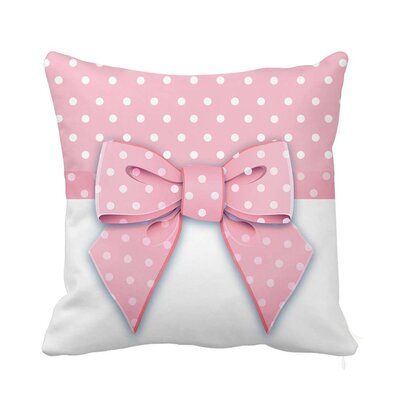 The pillow has a double-sided print, concealed zipper. and timeless design. Color: Pink | Latitude Run® Sweet Ribbon Accent Pillow Polyester/Polyfill/Polyester/Polyester blend in Pink, Size 18.0 H x 18.0 W x 2.0 D in | Wayfair Polka Dot Pillow, Butterfly Throw Pillows, Sewing Cushions, Pillow Crafts, Pillow Pink, Baby Bedding Sets, Sewing Pillows, Pillow Designs, Baby Pillows