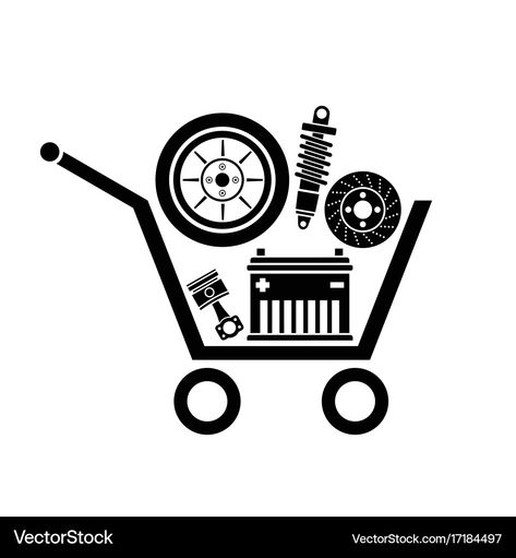 Spare Parts Shop Design, Auto Clipart, Automotive Garage, Supermarket Trolley, Vehicle Illustration, Must Have Car Accessories, Unique Vehicles, Car Accessories For Guys, Cool Car Accessories