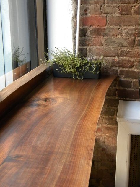 Window Bar Seating, Cook Oatmeal, Live Edge Bar Top, Live Edge Bar, Window Bars, Wood Bar Table, Three Season Room, Rustic Window, Window Benches