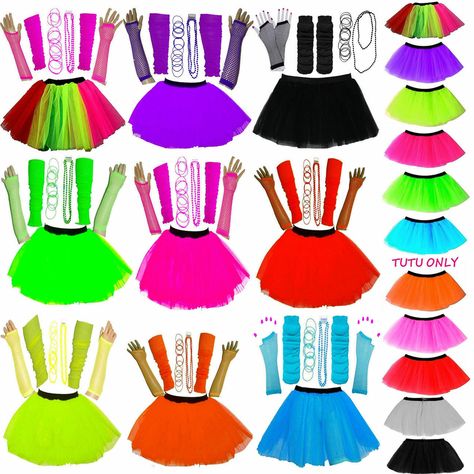 NEW GIRLS NEON UV TUTU SKIRT SET 5 PIECES ONE SIZE FANCY DRESS HEN PARTY PINK Uv Party Outfit, 1980s Fancy Dress, Neon Tutu, Christmas Elf Hat, Fancy Dress Womens, Uv Party, Britain Fashion, 80s Fancy Dress, Neon Dress