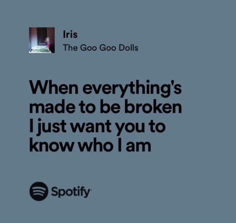 Iris Lyrics Goo Goo Dolls, Iris Goo Goo Dolls Tattoo, Iris Spotify, Iris The Goo Goo Dolls, Esme Core, Iris Song, Iris Core, Goo Goo Dolls Iris, Iris Lyrics