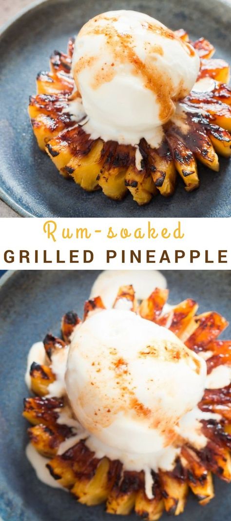 Grilled Desserts, Easy Grilling Recipes, Pineapple Desserts, Pineapple Top, Pizza Muffins, Grilled Fruit, Pineapple Recipes, Summer Grilling Recipes, Grilled Pineapple