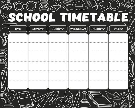 Timetable black and white Premium Vector | Free Vector #Freepik #freevector #calendar #school #education #student Schedule Templates Black, School Timetable Template, Timetable Design, Study Plan Template, Study Time Table, Study Schedule Template, Class Schedule Template, Timetable Template, Education Student