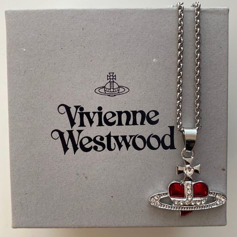 Vivienne Westwood Red Heart Saturn Rhinestone Necklace Vivienne Westwood Pendant, Vivienne Westwood Accessories, Westwood Necklace, Perfume Smells, Vivienne Westwood Jewellery, Vivienne Westwood Red, Nike Fashion Shoes, Red Necklace, Dope Jewelry