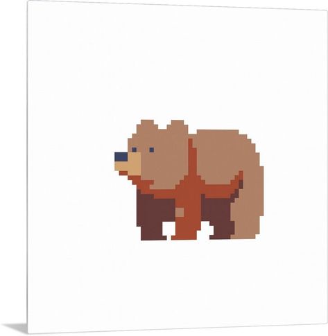 Pixel Art Ideas Minecraft Painting Pixel Art, Cottagecore Pixel Art, Pixel Art Bear, Bear Pixel Art, Bear Cross Stitch, Voxel Art, Bear Character, Pixel Art Characters, Beads Ideas