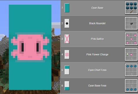 Pig Banner Minecraft, Axolotl Banner Minecraft, Banner Shop Minecraft, Minecraft Banner Ideas Step By Step, Cute Banners Minecraft, Mincraft Baners, Stendardi Minecraft, Cute Minecraft Banner Designs, Cute Banner Designs Minecraft