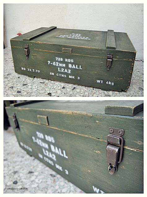 Army crate storage trunk Crate Shelves Bedroom, Military Bedroom, Camo Rooms, Army Bedroom, Shelves Bedroom, Military Box, Army Decor, Bedroom Storage Chest, Crate Diy