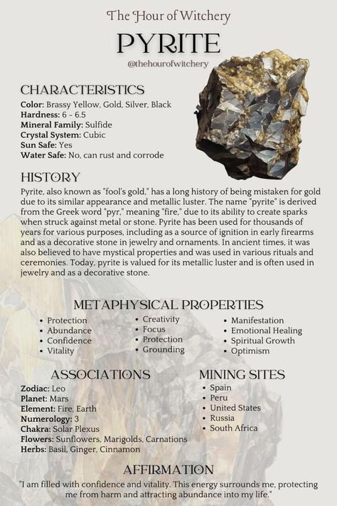 Pyrite Properties, Energy Stones Crystal Healing, Pagan Life, Crystal Cards, Witches Book, Wicca Crystals, Spiritual Coaching, Spell Jars, Magic Stones