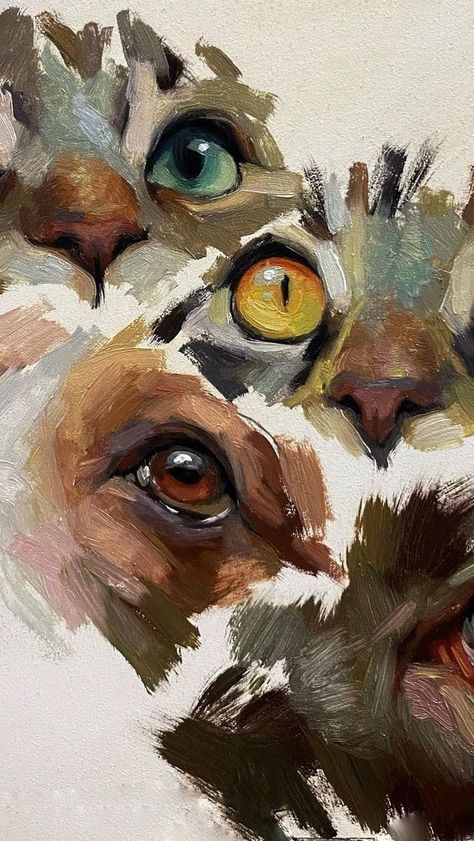 Cat Eyes Painting, Gouache Painting Colorful, Animal Painting Aesthetic, Oil Paint Art Ideas, Inspirational Painting Ideas On Canvas, Art Inspiration Animals, Acrylic Animal Painting Ideas, Cool Animal Paintings, Animal Eye Painting