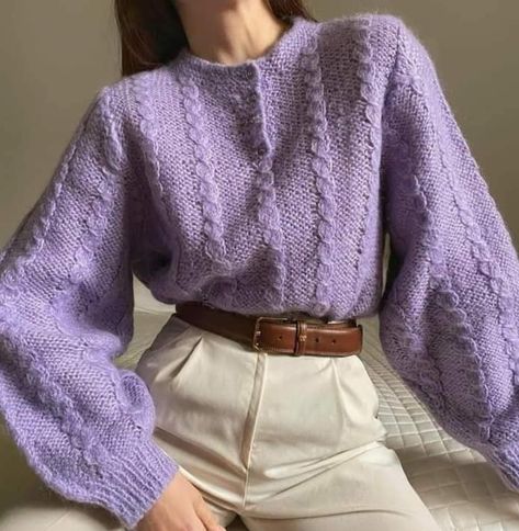 Purple Sweater Outfit, Nude Outfit, Lilac Cardigan, Purple Jumpers, Winter Sweater Outfits, Winter Ootd, Pullovers Outfit, Jumper Outfit, Character References