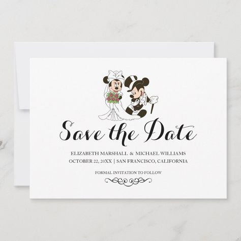 Mickey & Minnie Wedding Married Save the Date Card Size: 5" x 7". Color: Matte. Gender: unisex. Age Group: adult. Save The Date Disney, Minnie Mouse Wedding, Disney Wedding Invitations, Disney Inspired Wedding, Disney Wedding Theme, Mickey Y Minnie, Save The Date Magnets, Save The Date Postcards, Save The Date Card