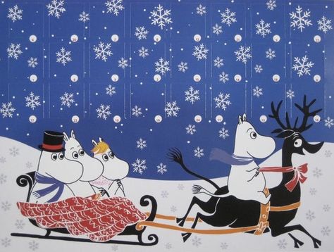 Moomins Wallpaper, Moomin Christmas, Moomin Wallpaper, Yokohama Japan, Moomin Valley, Christmas Apps, Christmas Card Inspiration, Winter Illustration, Tove Jansson