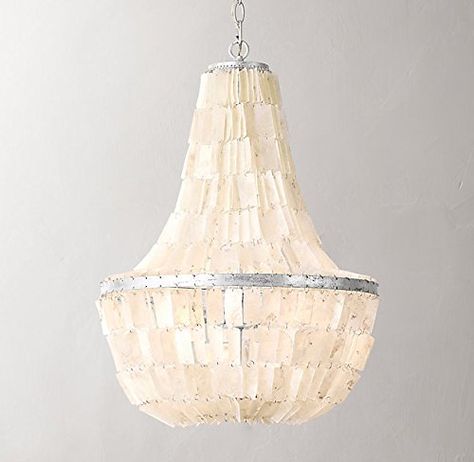 Nautical Chandelier, Capiz Chandelier, Capiz Shell Chandelier, Art Deco Aesthetic, Foyer Lighting Fixtures, Dining Room French, Beachfront Decor, Shell Chandelier, Kitchen Chandelier