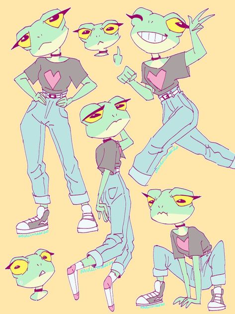 Frog Oc, Frog Character Design, Cartoon Frog, Frog Art, Character Design References, Creature Art, Art Reference Photos, Cartoon Art Styles, Design Sketch