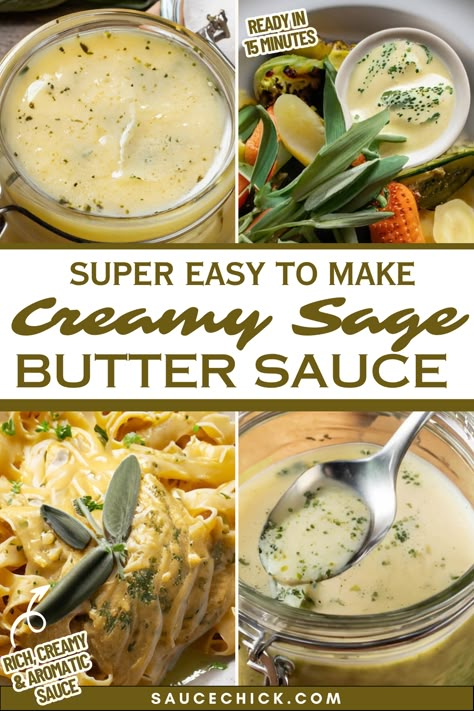 Sage Butter Sauce Recipe for a Rich, Herby Flavor Creamy Brown Butter Sage Sauce, Brown Butter Sage Cream Sauce, Creamy Sage Butter Sauce, Brandy Butter Sauce, Creamy Butter Sauce, Cream Cheese Pasta Sauce, Sage Cream Sauce, Butter Sage Sauce, Creamy Sauces