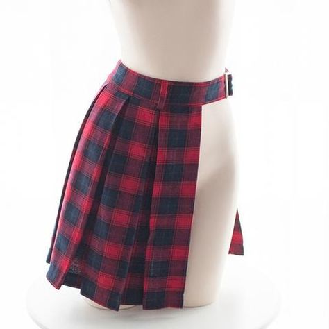 Harajuku Skirt, Mini Pleated Skirt, Cheap Skirts, Japanese Harajuku, Red Skirt, Half Skirt, Skirt Belt, Red Skirts, Plaid Fashion