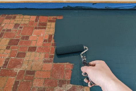 Renew Your Vinyl Floors With This Painting Project Paint Vinyl Flooring, Painted Vinyl Floors, Paint Vinyl, Mudroom Flooring, Sheet Vinyl Flooring, Baseboard Trim, Vinyl Floors, Painted Vinyl, Project Steps