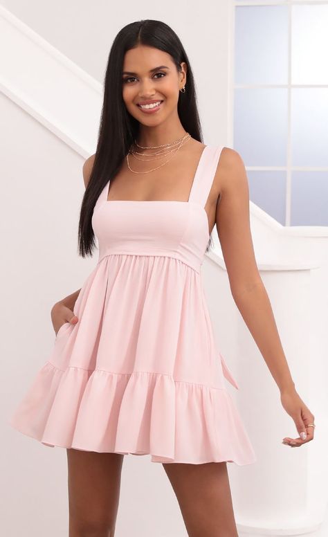 Aurora Square Neckline Dress in Pink | LUCY IN THE SKY Square Neckline Dress, Cute Formal Dresses, School Dance Dresses, Cute Homecoming Dresses, Banquet Dresses, Lucy In The Sky, Preppy Dresses, Cute Heels, Neckline Dress