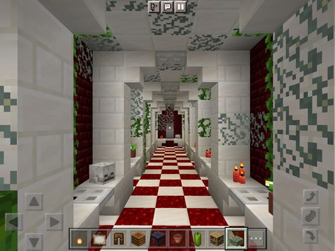 The villagers hid the entrance to preserve it from intruders. Minecraft Corridor, Hallway Minecraft, Minecraft Hallway, Minecraft Homes, Hidden Tunnel, Corridor Decor, White Hallway, Minecraft Projects, Minecraft Designs