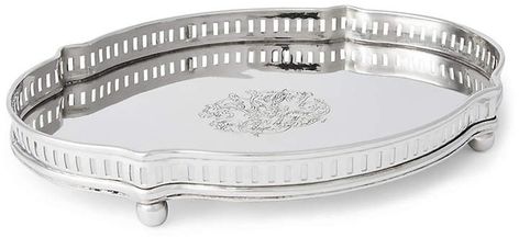 One Kings Lane Hender Serving Tray - Silver Glass Tray Decor, Bathroom Counter Tray, Guest Towel Tray, Round Hanging Mirror, Polished Chrome Bathroom, Acrylic Monogram, Bathroom Vanity Tray, Towel Tray, Elegant Presentation