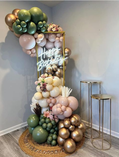 Balloon Decorations Without Helium, Simple Balloon Decoration, Gold Balloons Decorations, Party Rental Ideas, Party Balloons Diy, Champagne Balloons, Baby Shower Balloon Decorations, Deco Ballon, Balloon Display