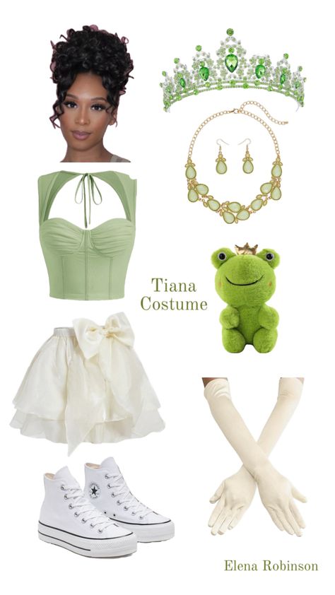 Tiana Costume Ideas. Comment if you want links! Princess Tiana Disney Outfit, Princess Tiana Disneybound, Princess Tiana Inspired Outfits, Tiana Inspired Outfits, Tiana Disneybound, Tiana Costume, 2025 Ideas, Tiana Dress, Tiana Disney