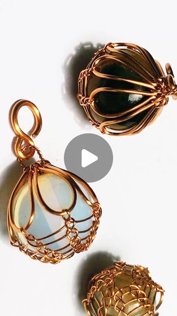 Diy Wire Bails For Pendants, How To Make Wire Bails For Pendants, Wire Wrapped Sphere Pendant, How To Make A Wire Cage Pendant, Wire Wrapped Round Pendant Amulet, Stone Lantern, Lantern Pendant, Lanterns, Beaded Jewelry