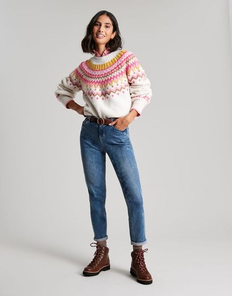 Allie null Fair Isle Sweater , Size US 6 | Joules US Fair Isle Jumper, Bright Sweater, Fluffy Yarn, Jersey Outfit, Fair Isle Pattern, Fall Fits, Fair Isle Sweater, Fall Style, Knitting Designs