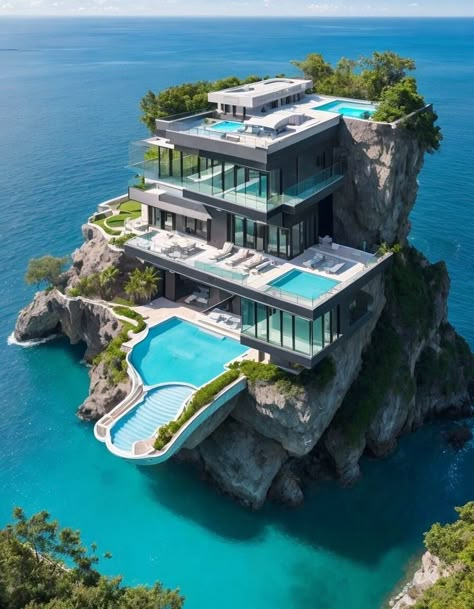 Modern Luxury Houses Mansions, Gigantic Mansion, Beachside Mansion, Mansion With Pool, Beach House Mansion, Mansion On The Beach, Glass Mansion, Mansion Pool, Villa Am Meer