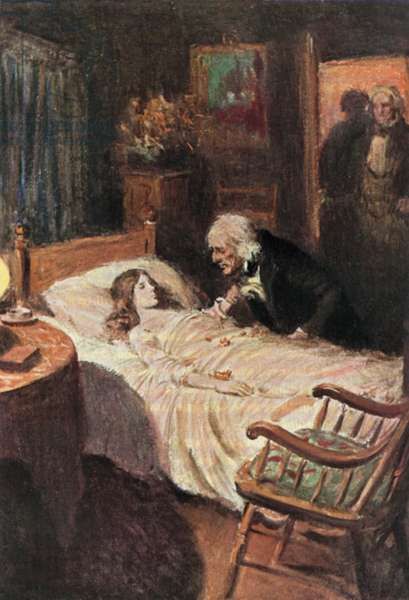 There, upon her little bed, she lay at rest. Illustration for The Old Curiosity Shop by Charles Dickens (Harrap, c 1930). Source: www.bridgemanimages.com Rest Illustration, Dickens Christmas Carol, The Old Curiosity Shop, Steampunk Festival, Learn History, Curiosity Shop, History Images, Victorian Steampunk, History Pictures