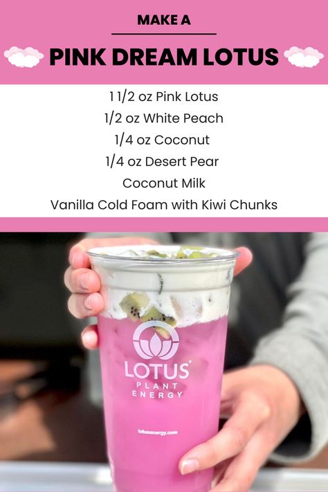 Lotus Drinks With Coconut Milk, White Peach Drink Recipes, Pink Lotus Drink Recipes, Lotus Tea Recipe, Lotus Flavor Combos, Pink Lotus Energy Drink Recipes, Lotus Combos, Lotus Energy Drink Recipes, Lotus Drink Recipes