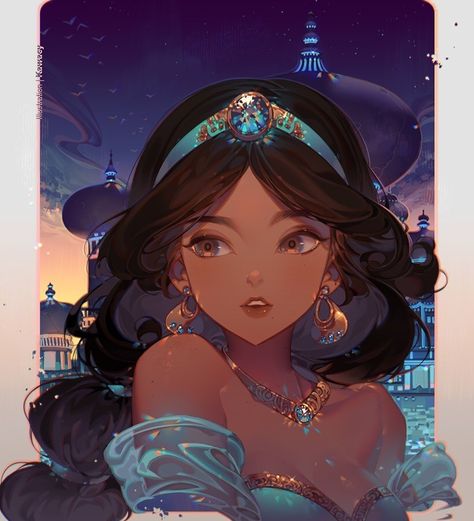 Princesas Disney Anime, Disney Jasmine, Cartoon Disney, Images Disney, Art Disney, Disney Aladdin, Anime Wolf, Princess Jasmine, Disney Princess Art